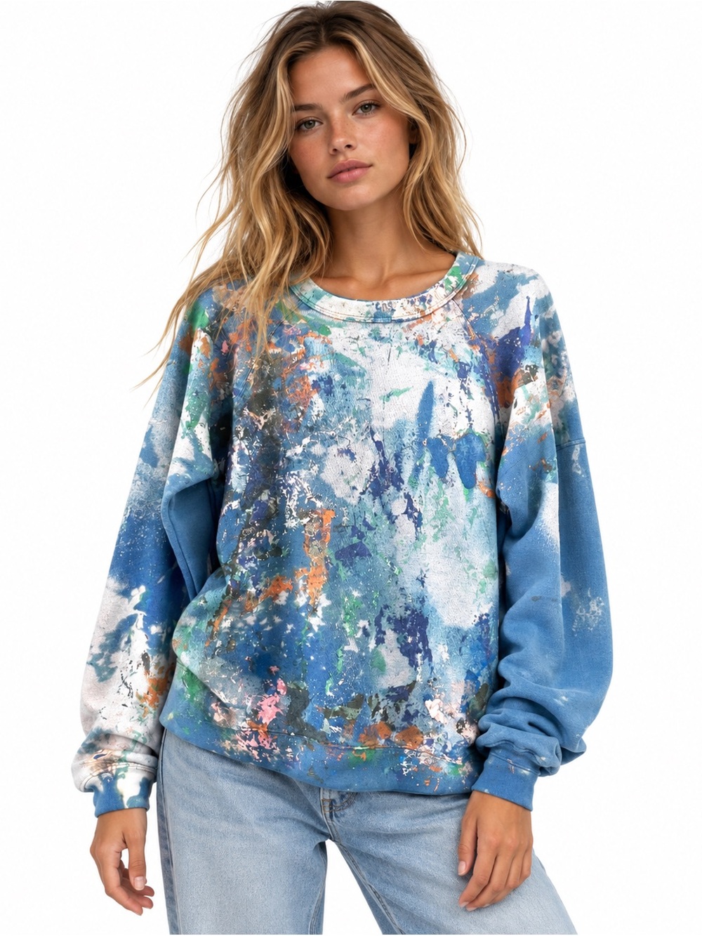 One-of-One Hand-Painted Crewneck Sweatshirt | Wearable Art Sweatshirt | Size Med